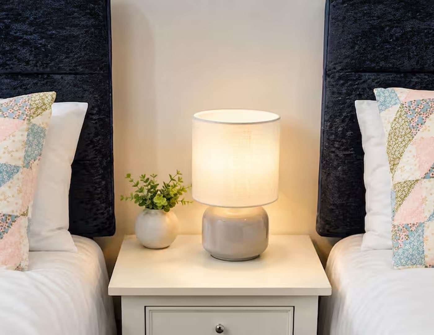 Bedside table with lamp